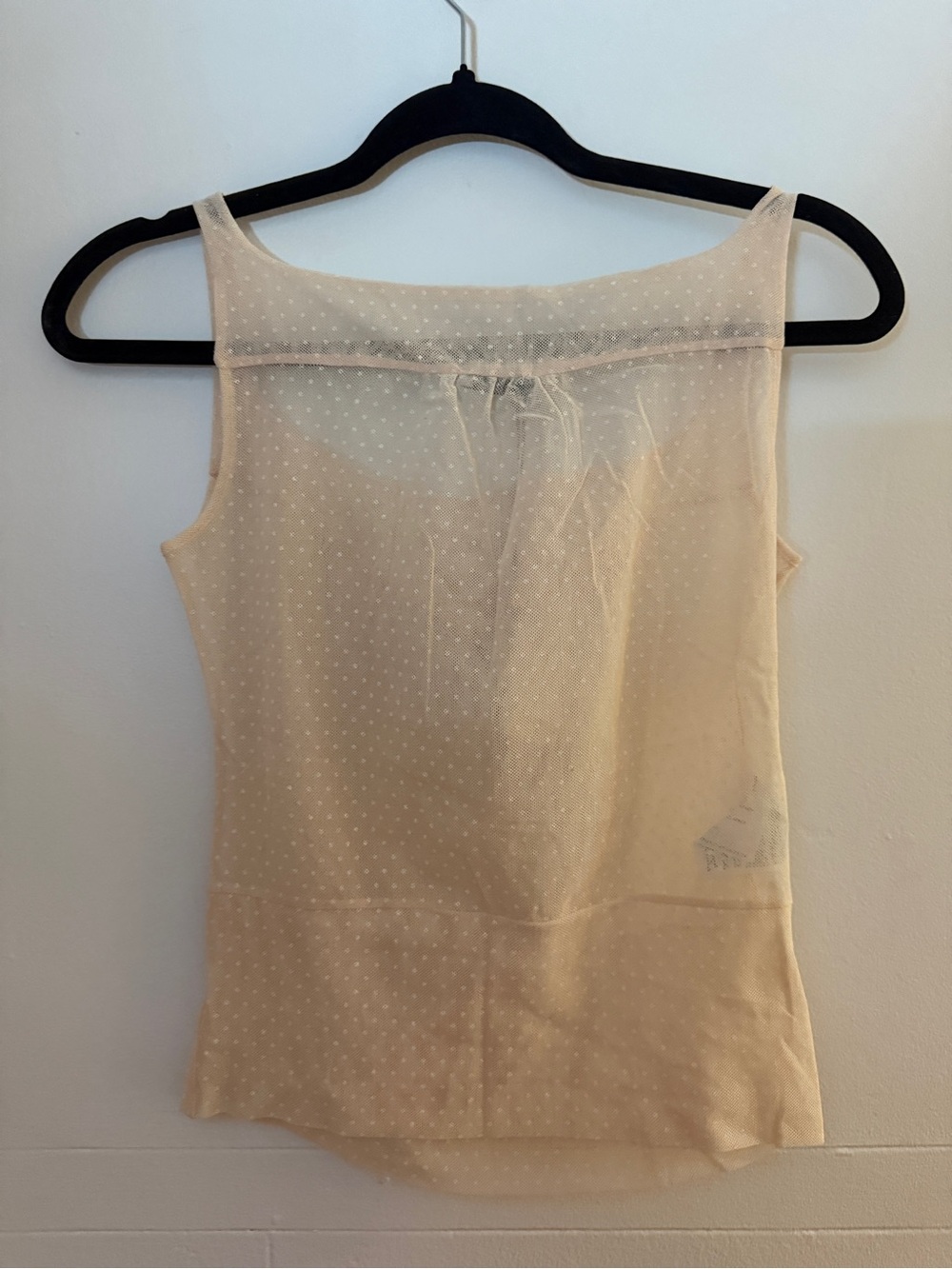 Miu Miu Sheer Nude Mesh Tank Top with Black Trim - Picture 5 of 6